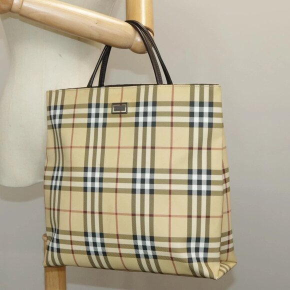 BURBERRY Nova Check Tote Bag PVC Beige Auth 97067 - Picture 14 of 16